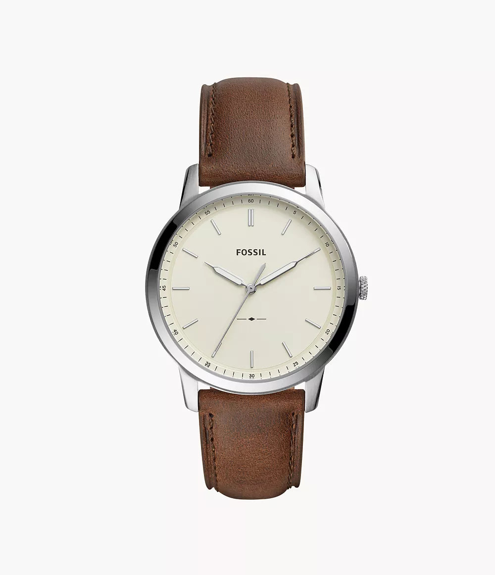 Fossil men's watch with leather strap sale