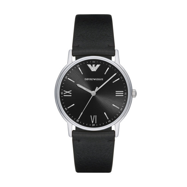 Schwarze Uhr Armani Leder AR11013
