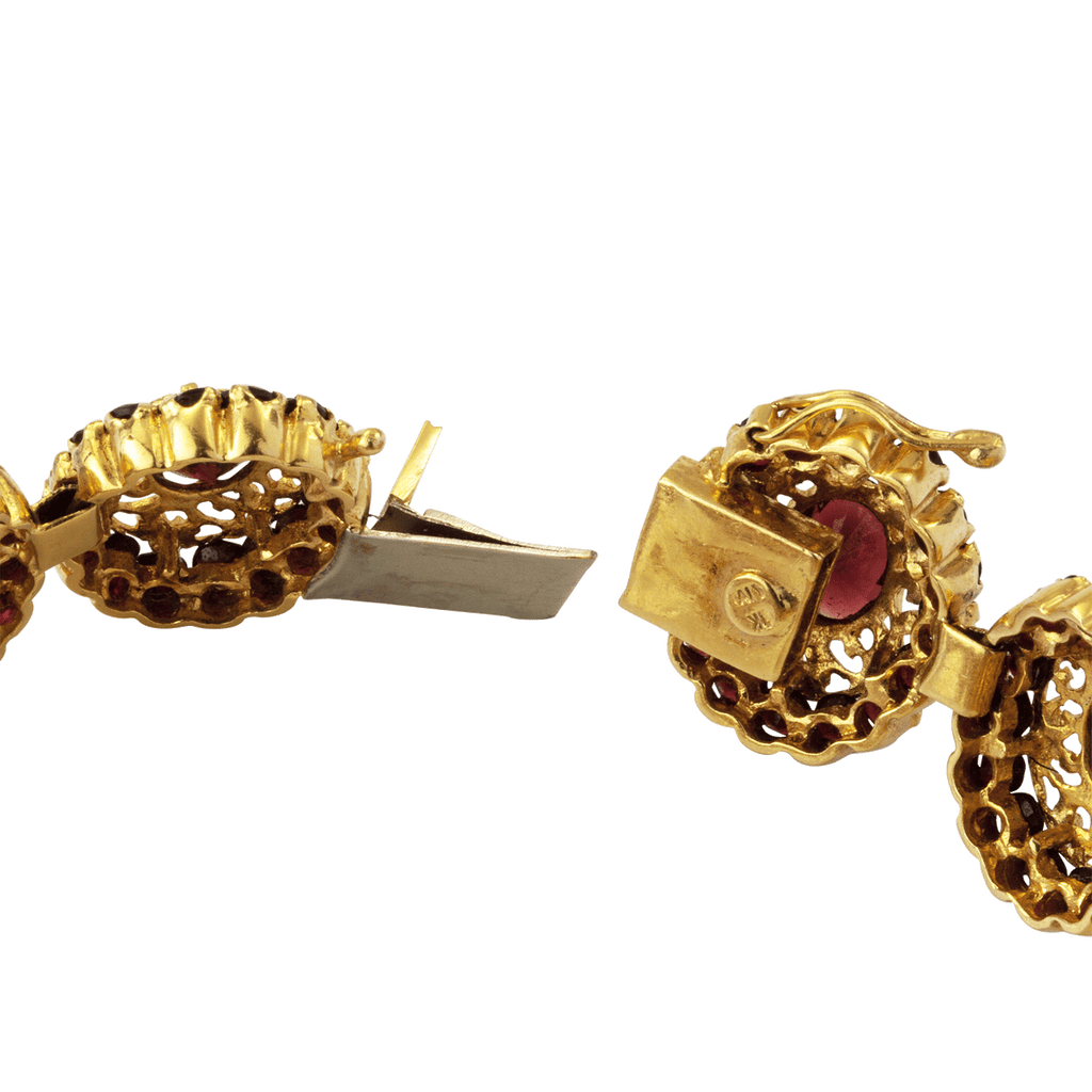 2. Hand 750 Gelbgold Armband besetzt mit Granat