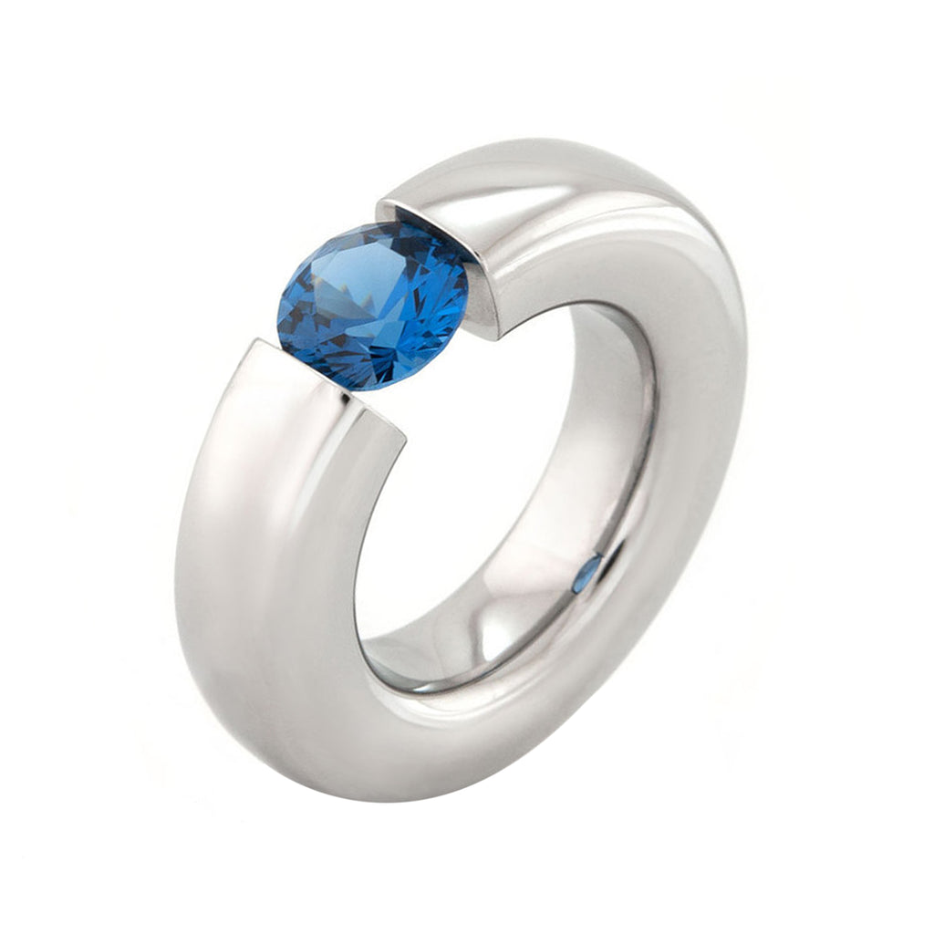 Niessing Stahl Ring N231988 mit blauem synthetischen Spinell