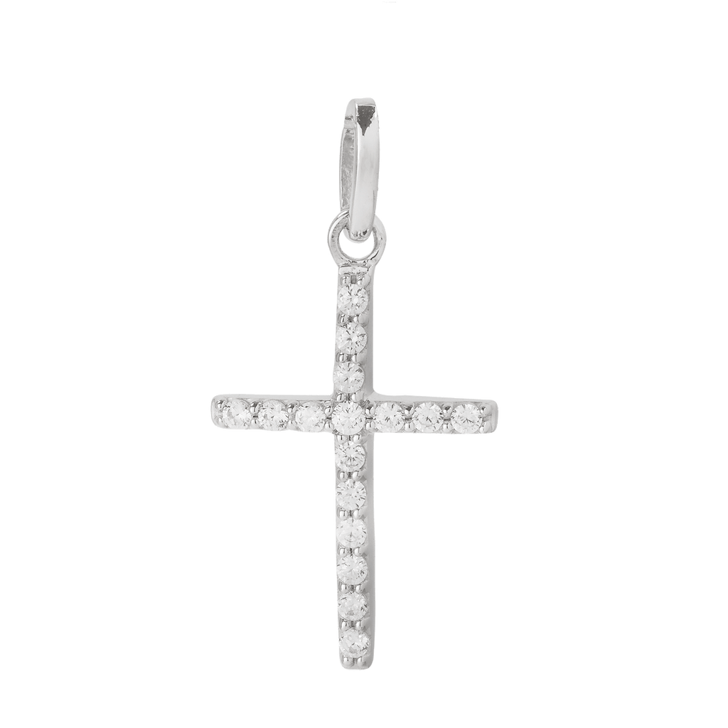 Basic Edler Kreuz Anhänger mit Zirkonia 925 Silber
