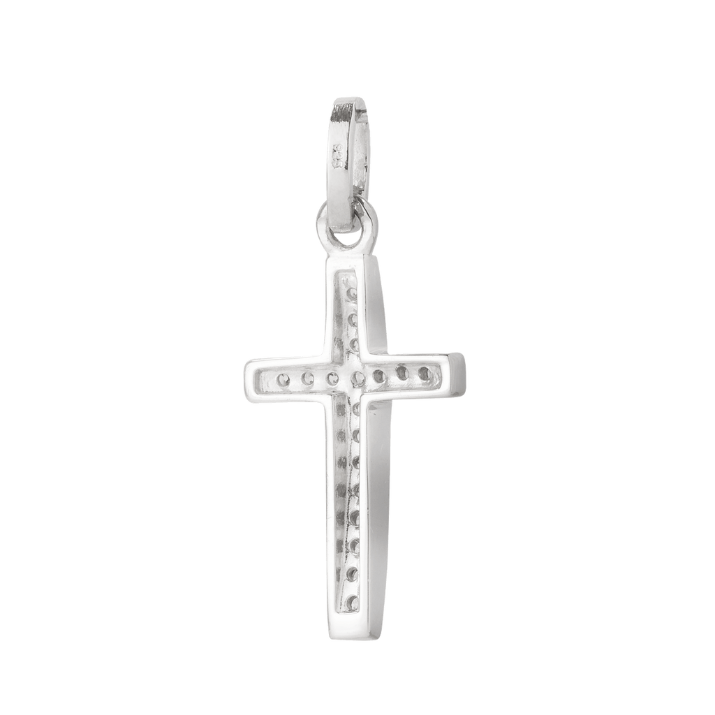 Basic Silber Kreuz Anhänger mit Zirkonia ausgefasst