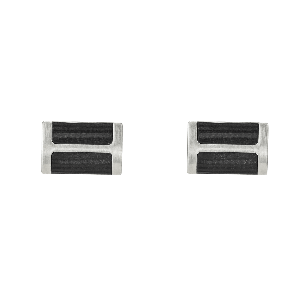 Edelstahl Manschettenknöpfe mit schwarzem Carbon