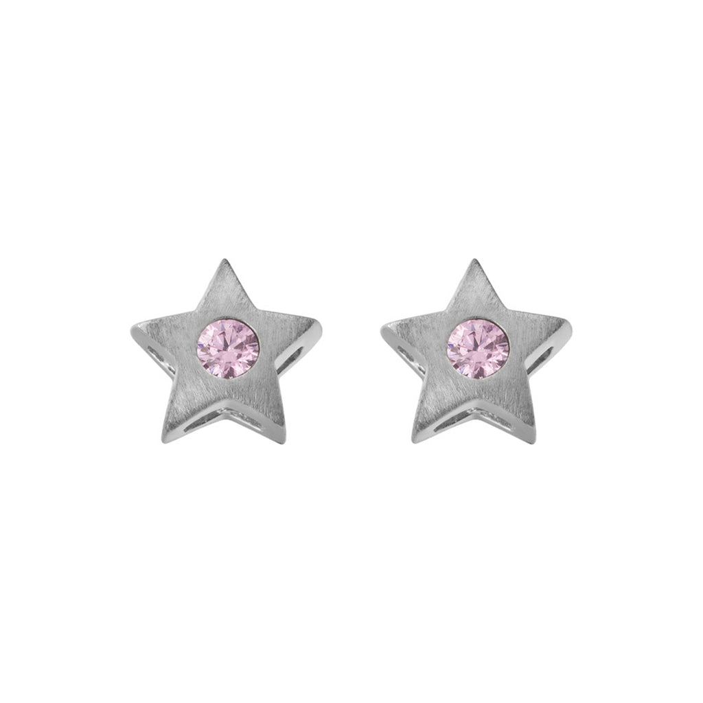 Basic Stern Silber Kinder Ohrstecker mit rosa Zirkonia