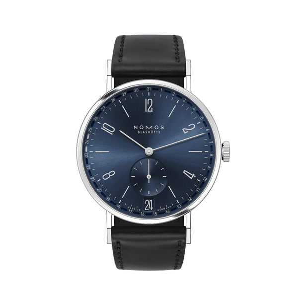 Nomos Herrenuhr Tangente 136 2 date blau Glasboden