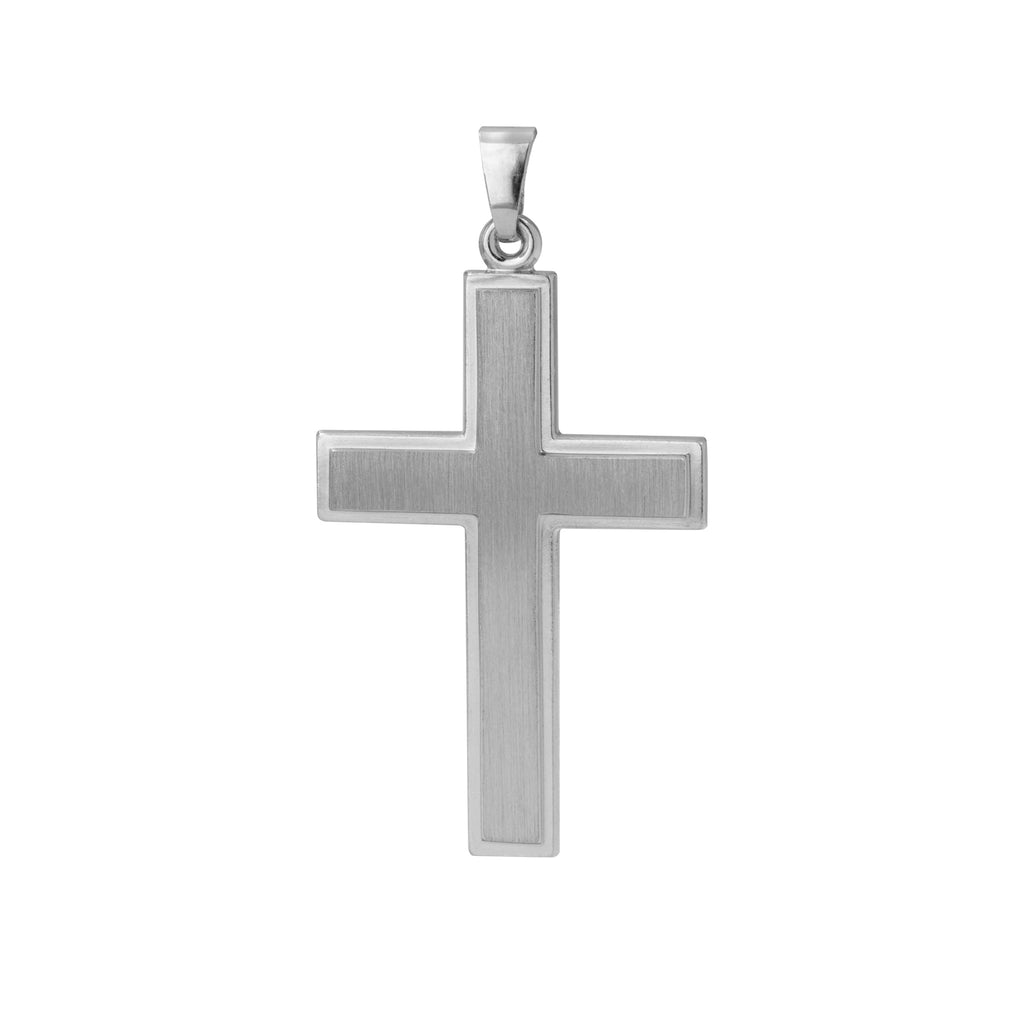 Basic Kreuz doppelt 925 Silber mattiert mit Gravur