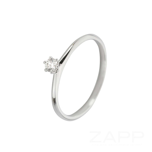 14 Karat Solitärring mit einzelnem Solitärstein 0.1 ct