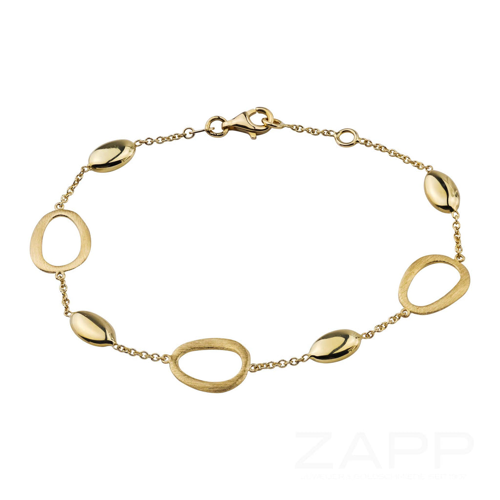 Elaine Firenze Armband mit ovalen Elementen aus 585 Gelbgold mattiert und poliert