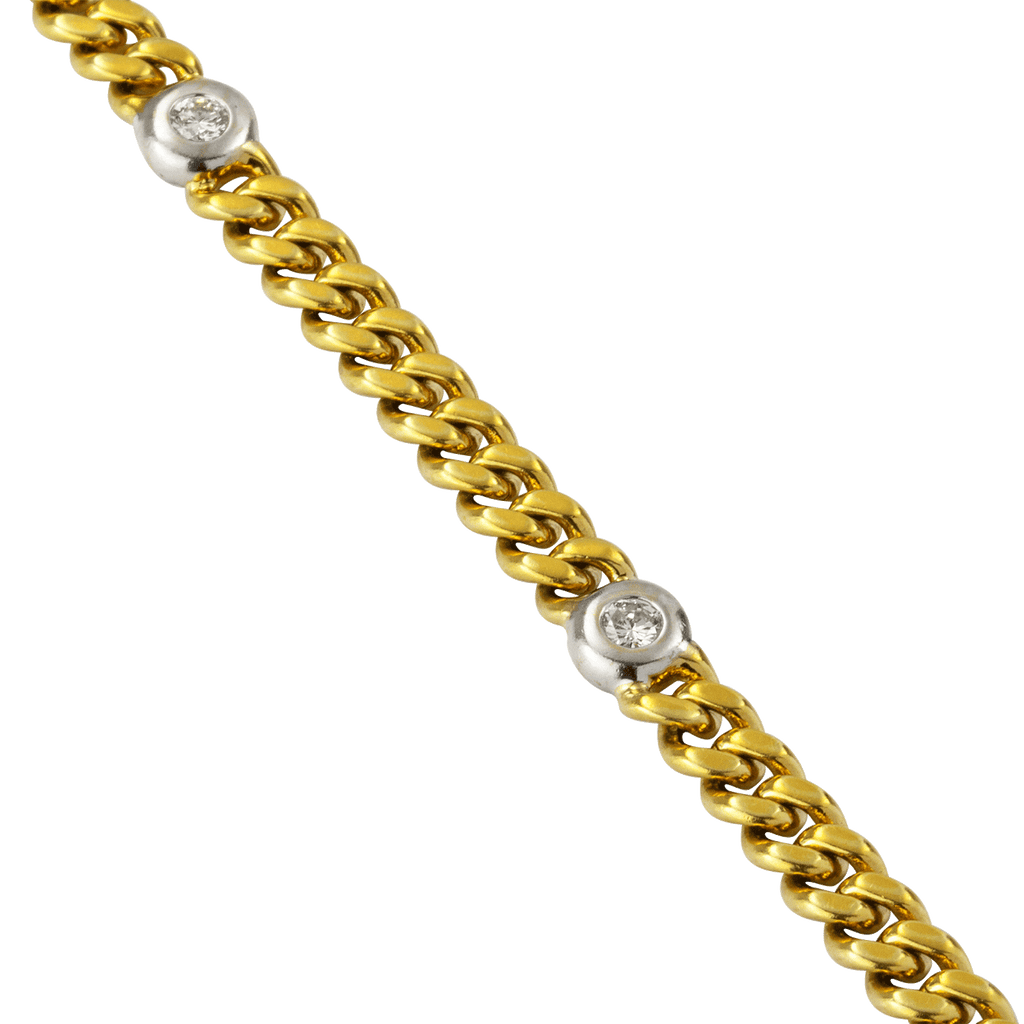 2. Hand Flachpanzer Armband aus 585 Gelbgold Weißgold
