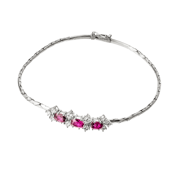 2. Hand 585 Weißgold Armband besetzt Rubinen
