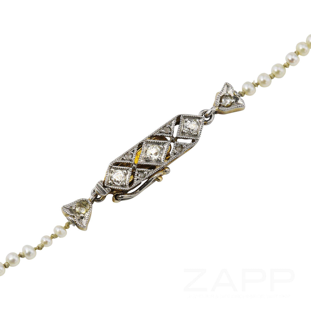 2. Hand Perlenkette mit Schließe aus Weißgold und Gelbgold besetzt mit Diamanten