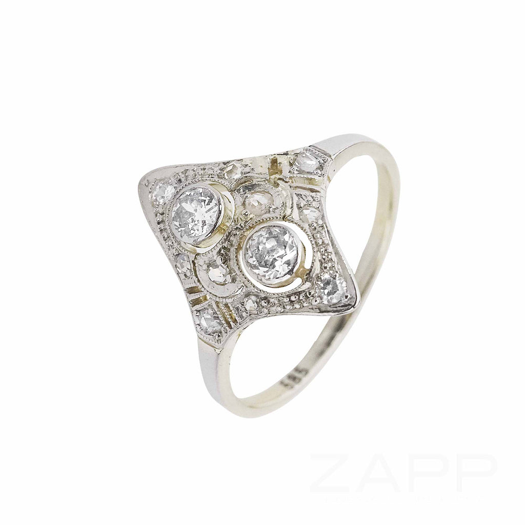 2. Hand Ring 585 Gelbgold Weißgold aus mit Diamanten