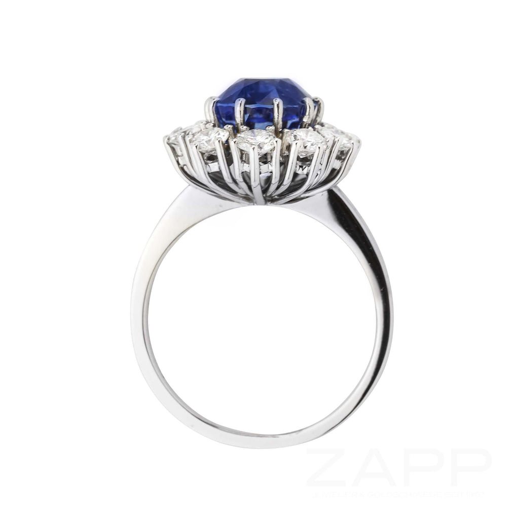 2.Hand Ring 750 Weißgold Ring mit Brillanten und blauem Farbedelstein