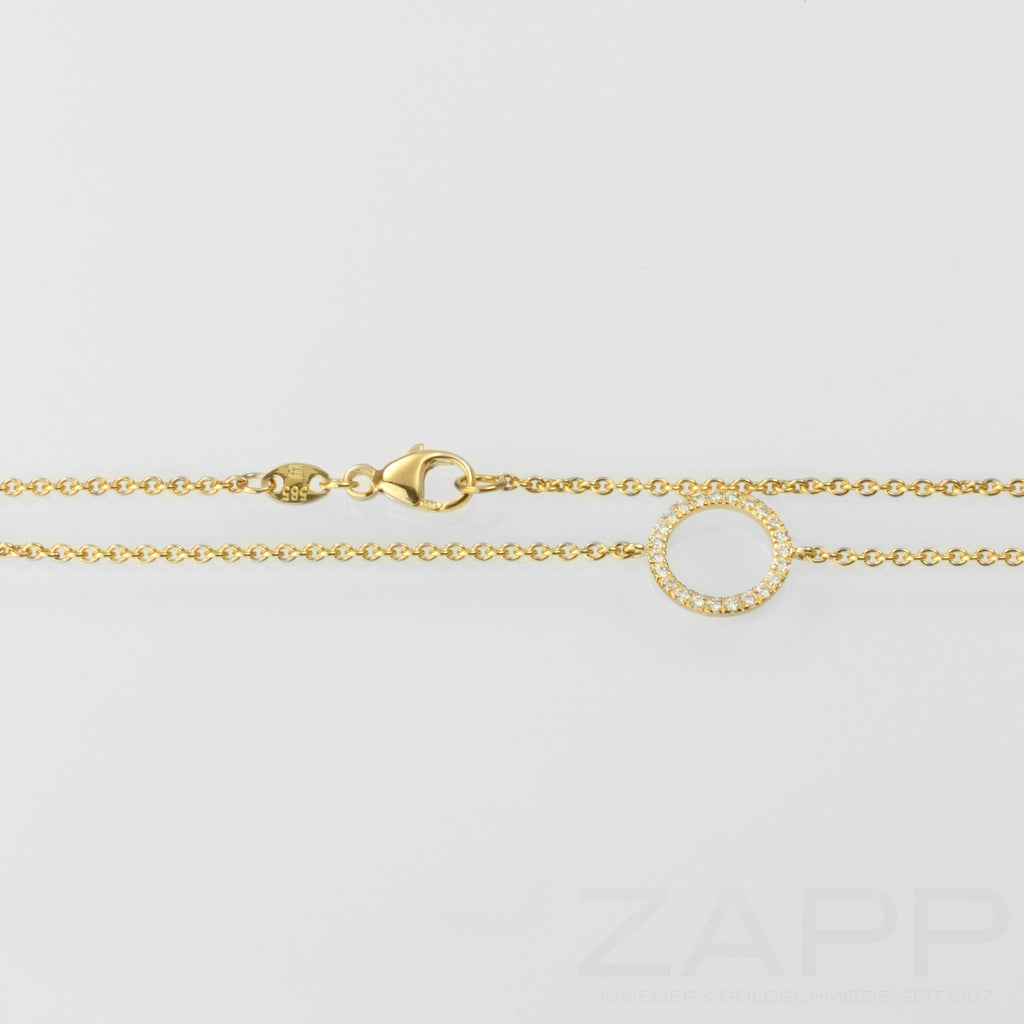 Armband aus 585er Gelbgold mit Kreiselement besetzt mit kleinen Brillanten