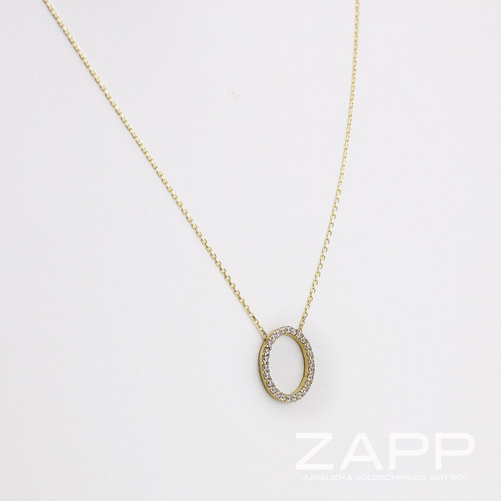 585 Collier mit Zirkonia Länge 43 cm