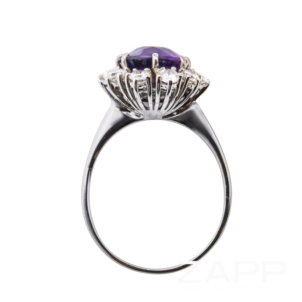 2. Hand Ring aus 585er Weißgold mit 10 Brillanten und Amethyst