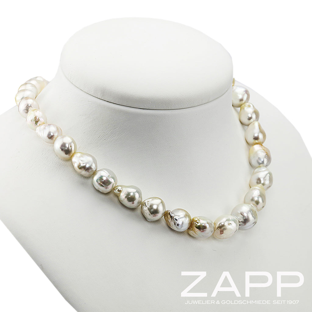 Lose Südseeperlenkette Barock 11-15 weiss