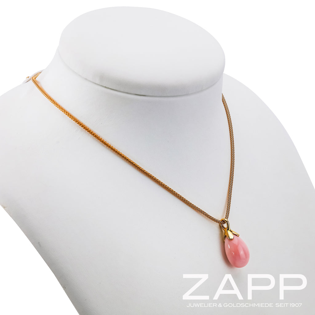 Anhänger aus 750 Roségold mit seltenem rosa Opal