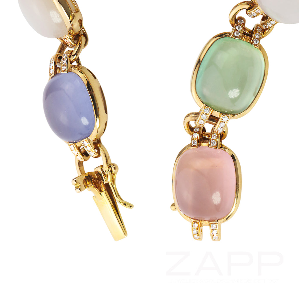 Armband aus 750 Roségold besetzt mit bunten Edelsteinen