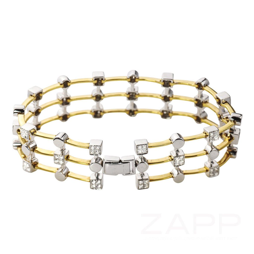 Armband aus 750 Gelbgold und Weissgold besetzt mit unzähligen Brillanten