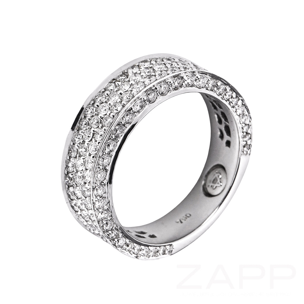 Breiter Ring aus 750 Weissgold besetzt mit kleinen Brillanten Al Coro