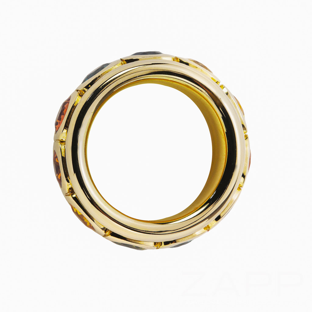 Ring Bicolor aus 750 Gelbgold und 925 Silber besetzt mit Amethyst