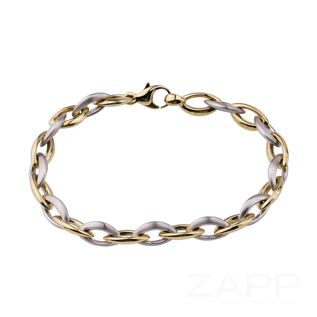 Elaine Firenze Armband Bicolor mit Navettenmuster in 585 Gold