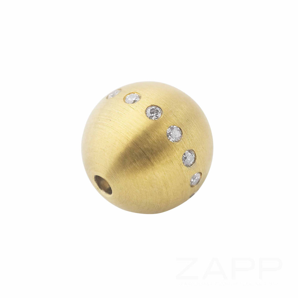 Kugel Bajonettzwischenteil für Collier vergoldet mit Zirkonia 16 mm