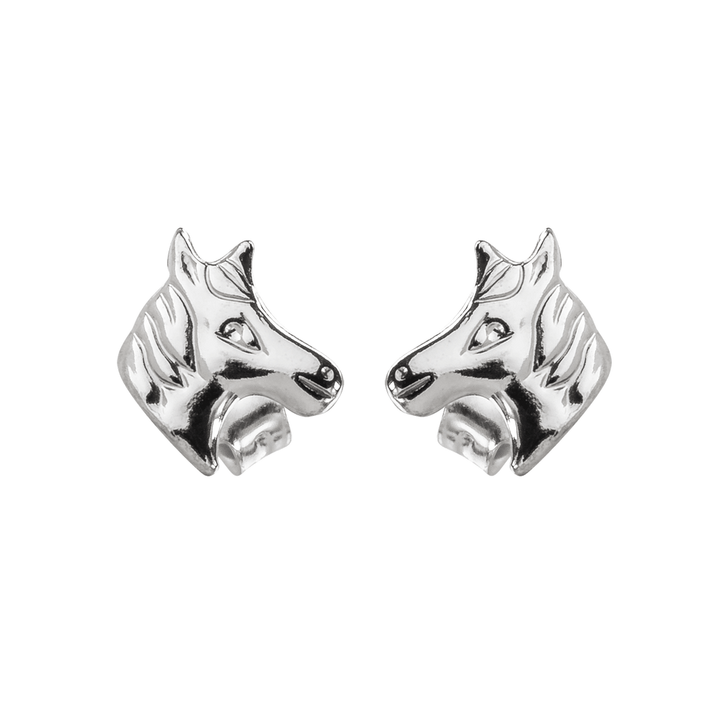 Basic Ohrstecker Kinder Pferdekopf detailreich Silber
