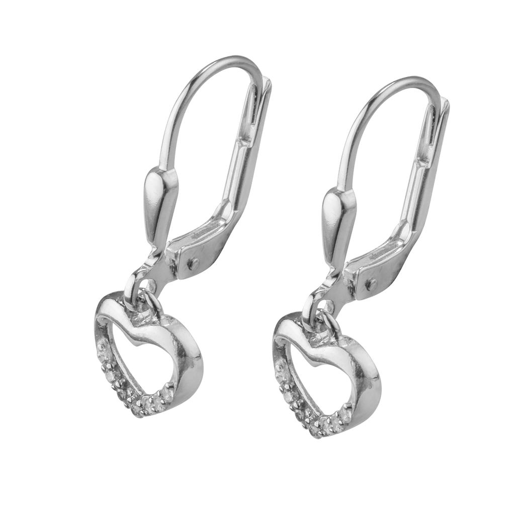 Basic Ohrhänger Silber mit Herz und Zirkonia