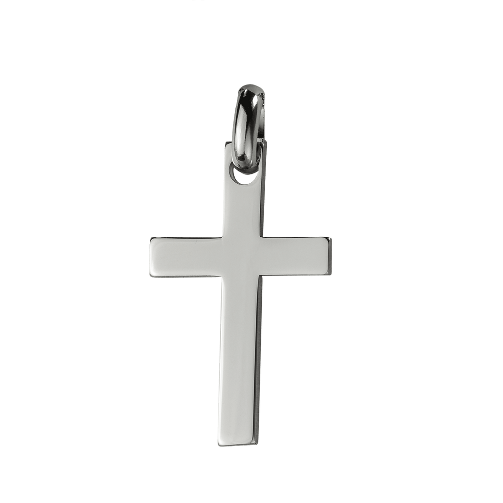 Basic Kreuz 925 Silber groß poliert mit Gravur