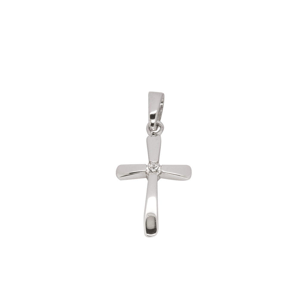Basic Kreuz Anhänger 925 Silber mit einem Zirkonia