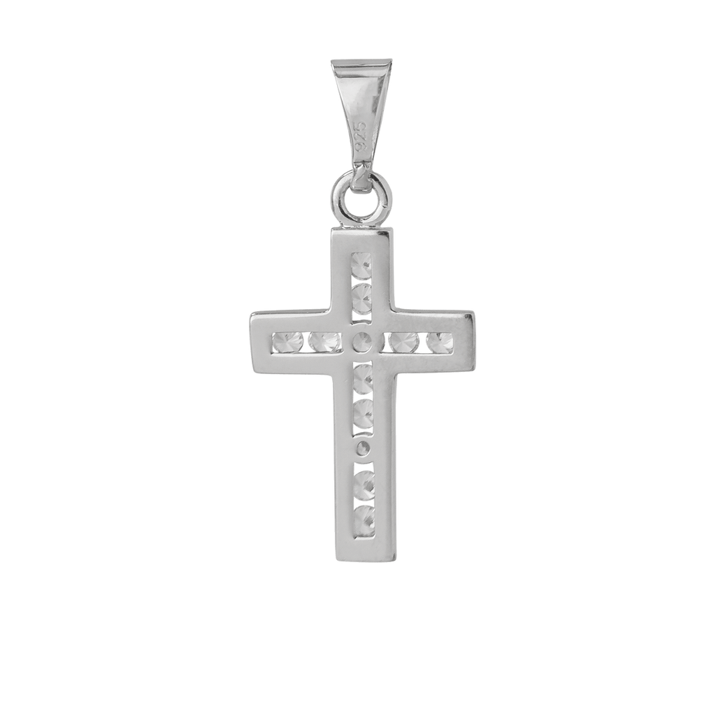 Basic Kreuzanhänger 925 Silber ausgefasst mit Zirkonia