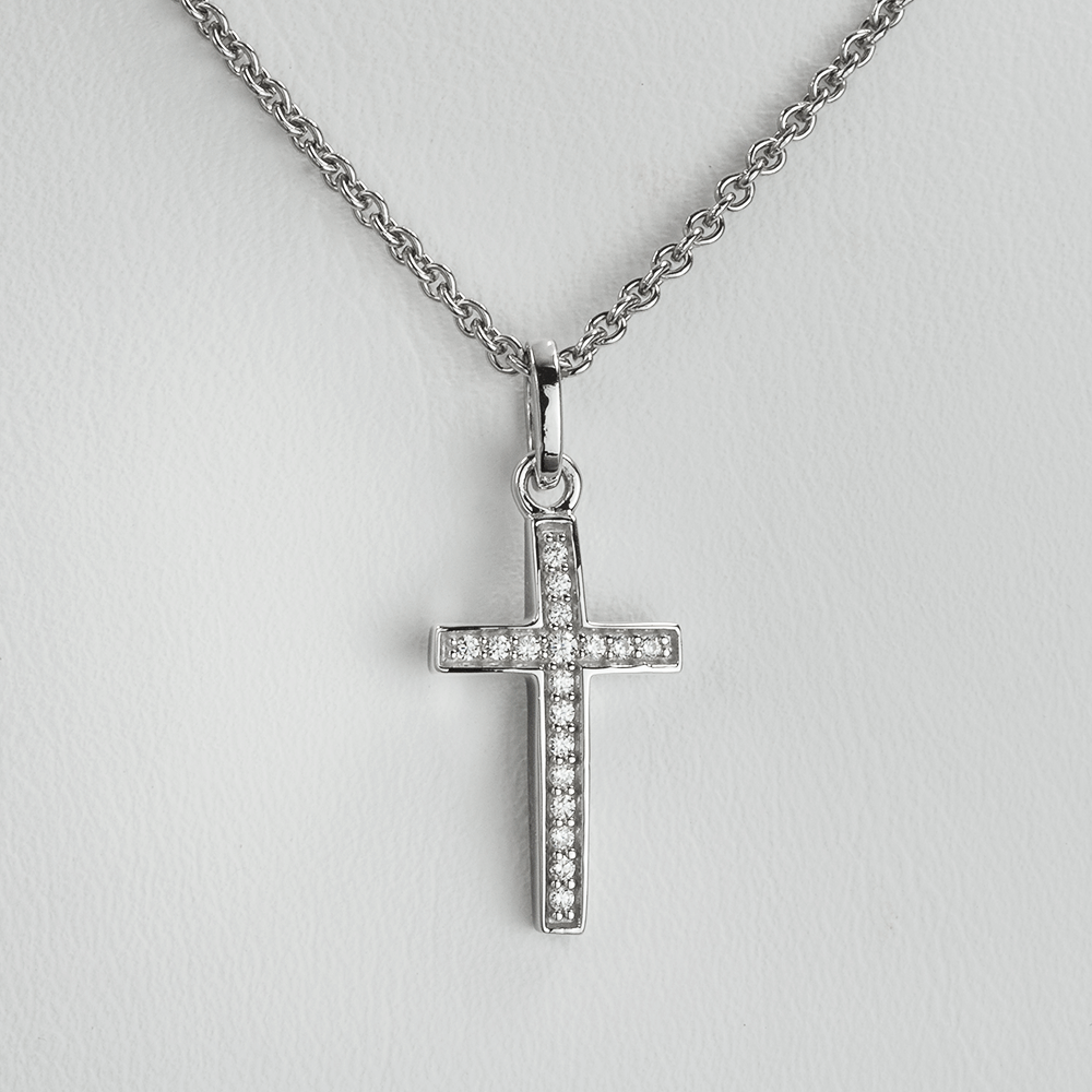 Basic Silber Kreuz Anhänger mit Zirkonia ausgefasst