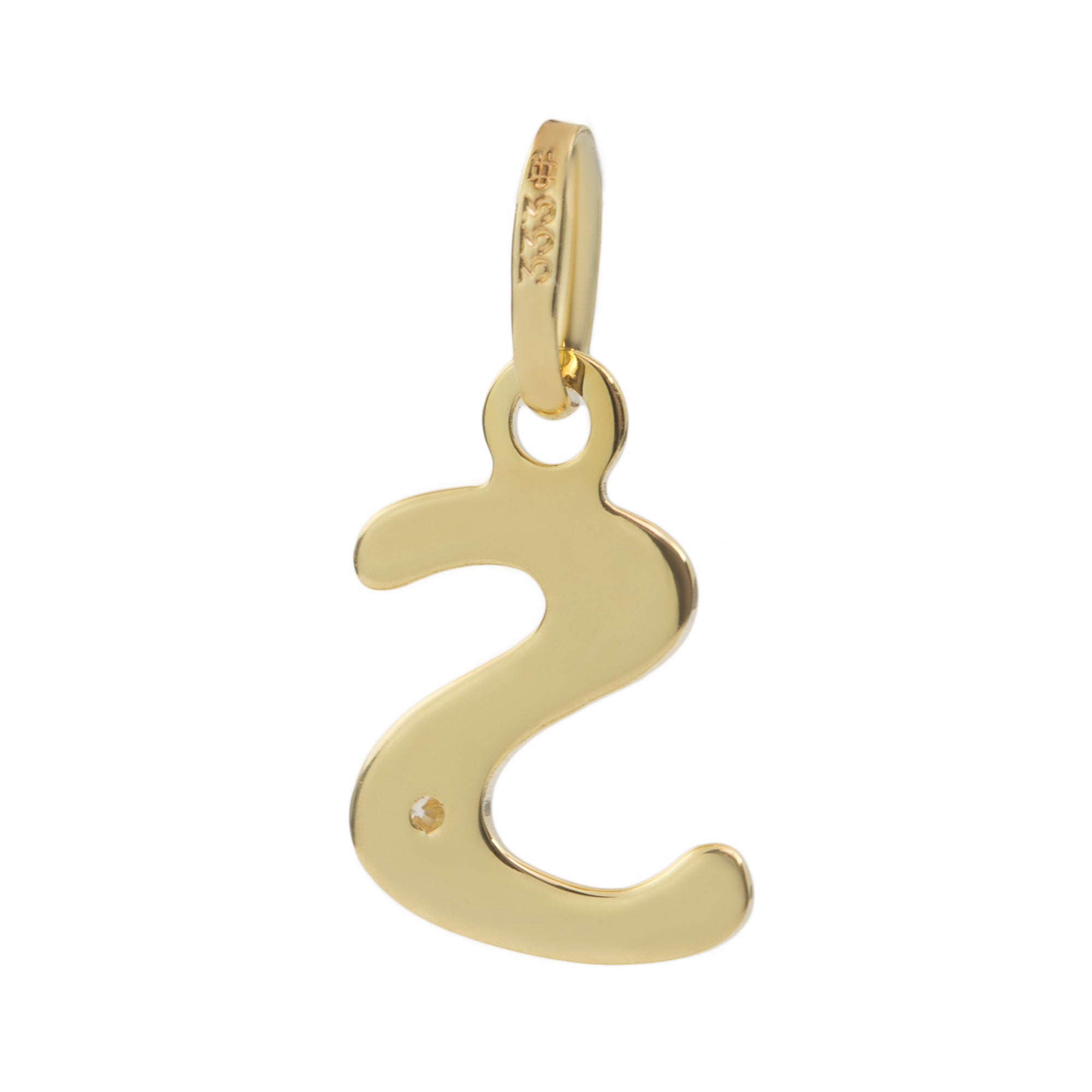 Anfangsbuchstabe ""V"" Petite Baby Nieten 14k Gelbgold Stempel Push