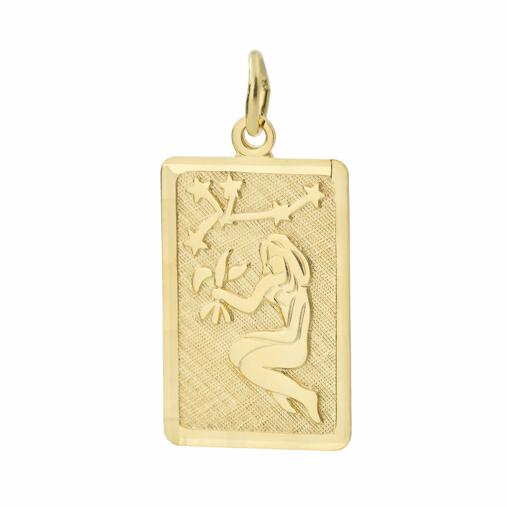 Basic 333 Gold Anhänger rechteckig Sternzeichen Jungfrau mit Gravur