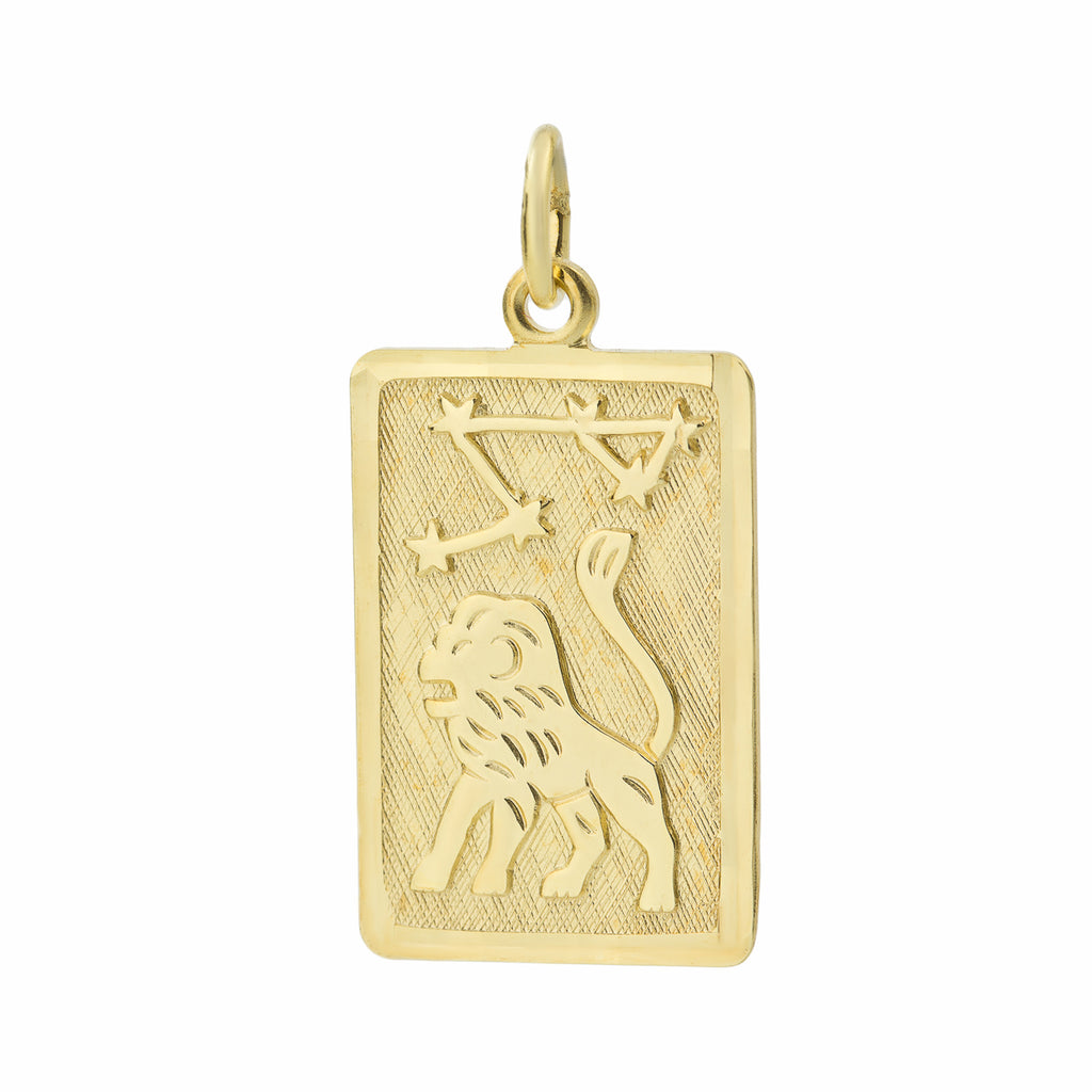 Gold Zapp 333 | Gravur Sternzeichen mit Anhänger Löwe rechteckig Juwelier Basic