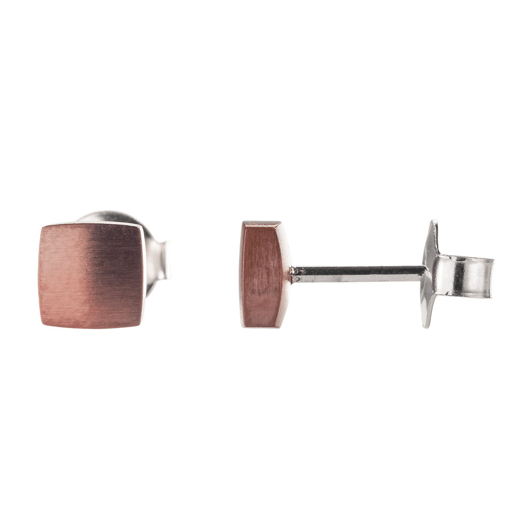 Ohrstecker aus Edelstahl eckig Altbronze