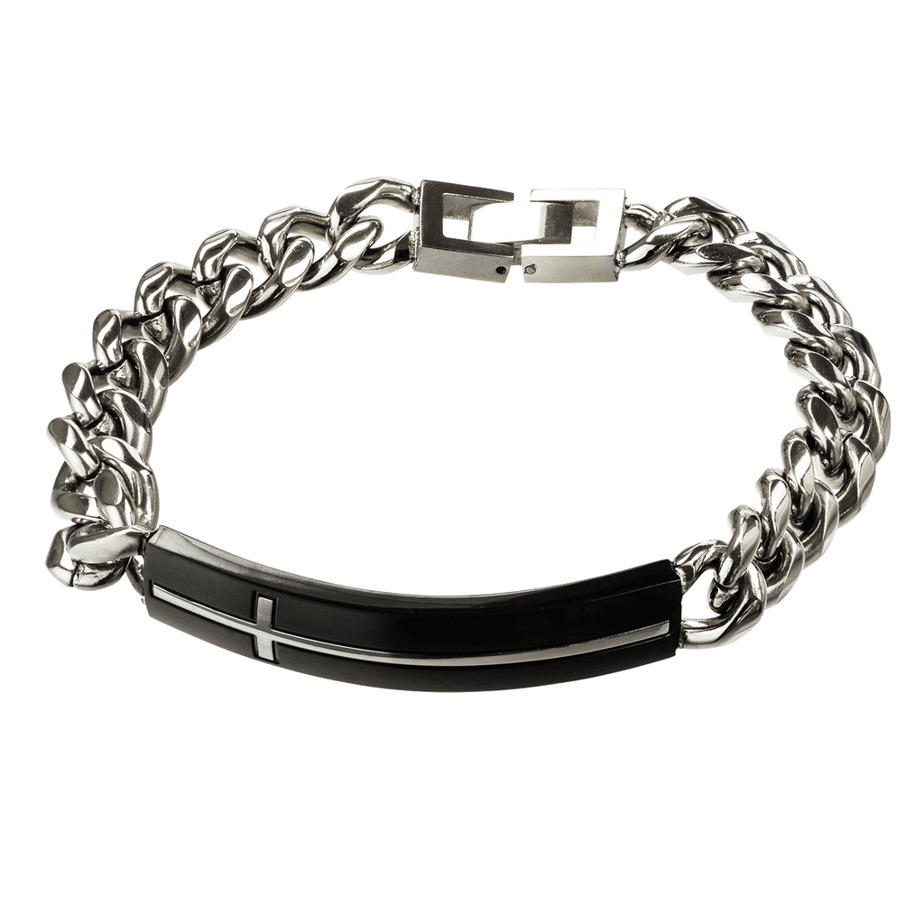 Armband aus Edelstahl-IPB mit Kreuz 21 cm