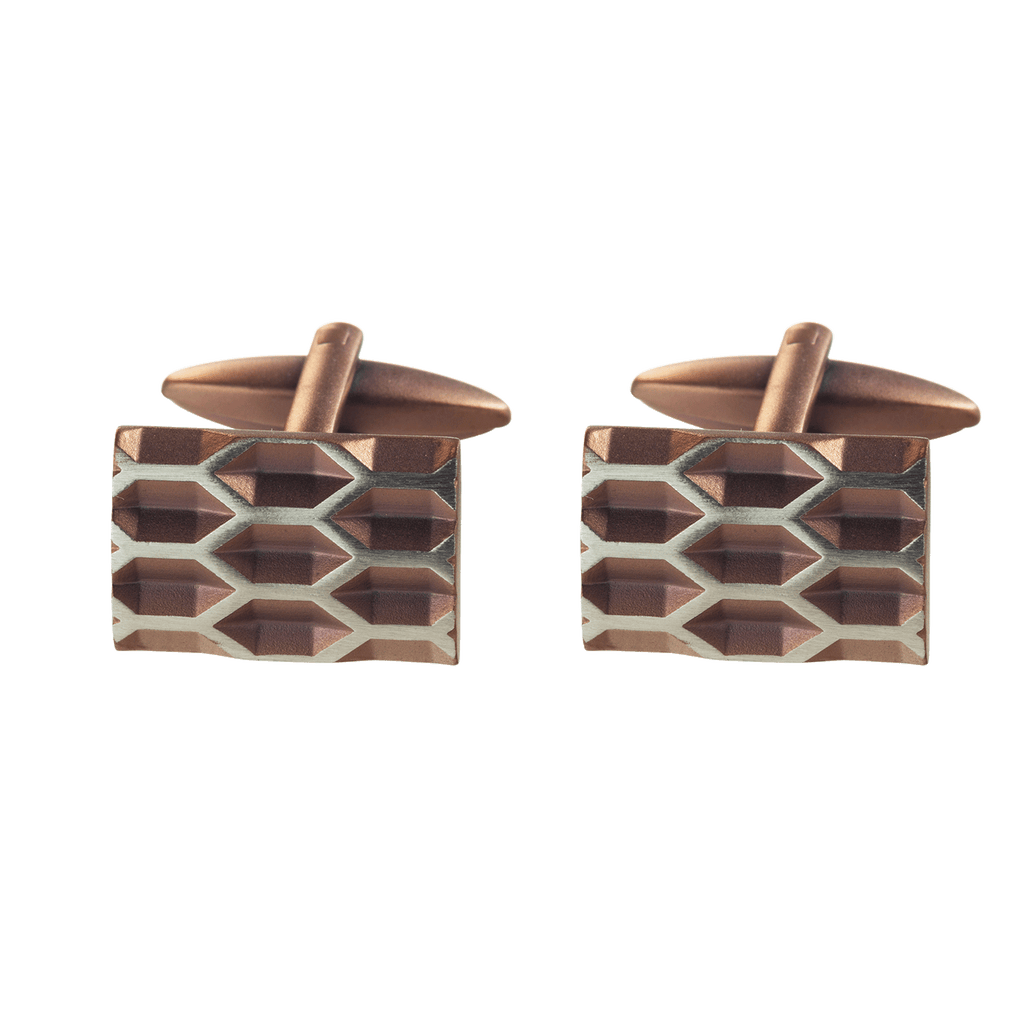 Manschettenknöpfe aus Edelstahl rötlich mit Muster