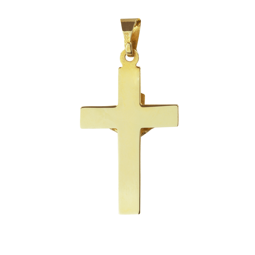 Basic 333 Gelbgold Kreuz Anhänger Jesus Christus mit Gravur