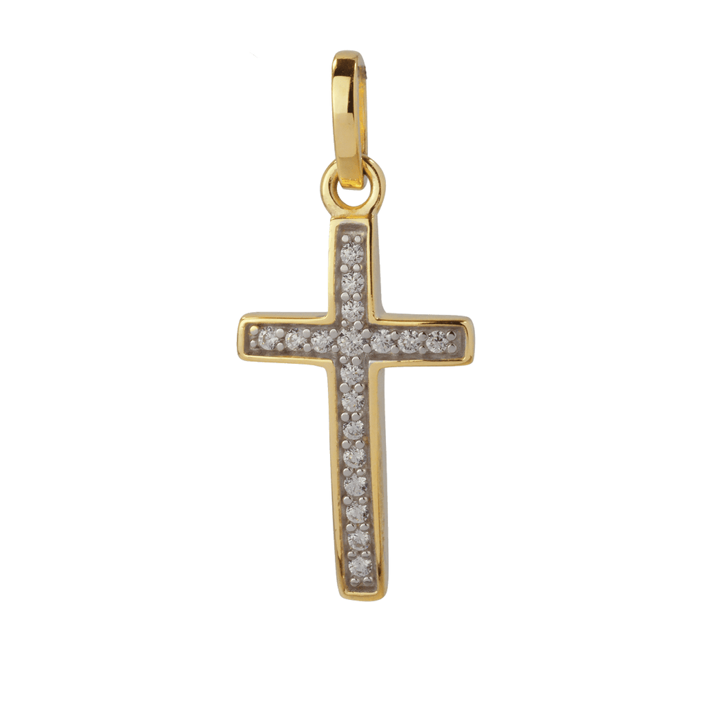 Basic Kreuz Anhänger 333 Gelbgold ausgefasst mit Zirkonia