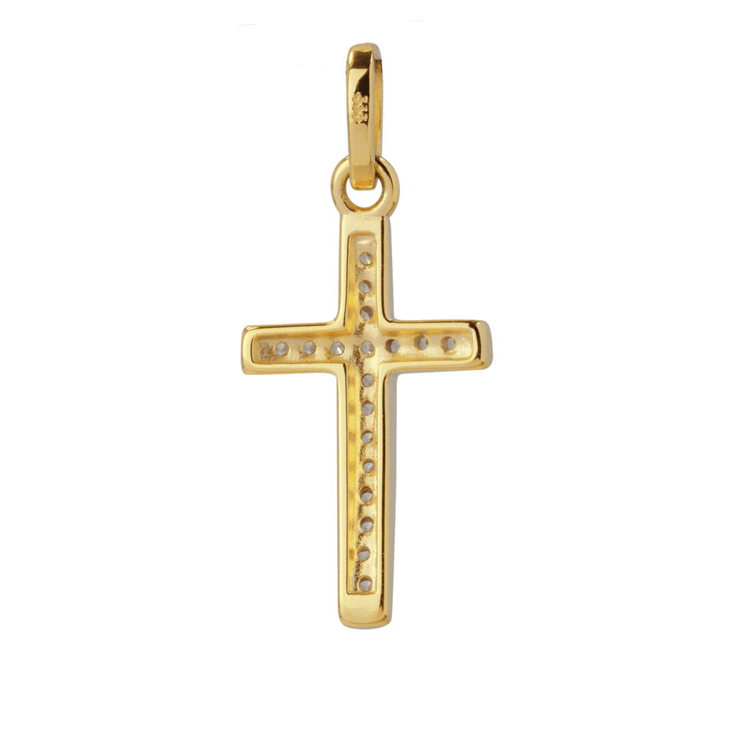 Basic Kreuz Anhänger 333 Gelbgold ausgefasst mit Zirkonia