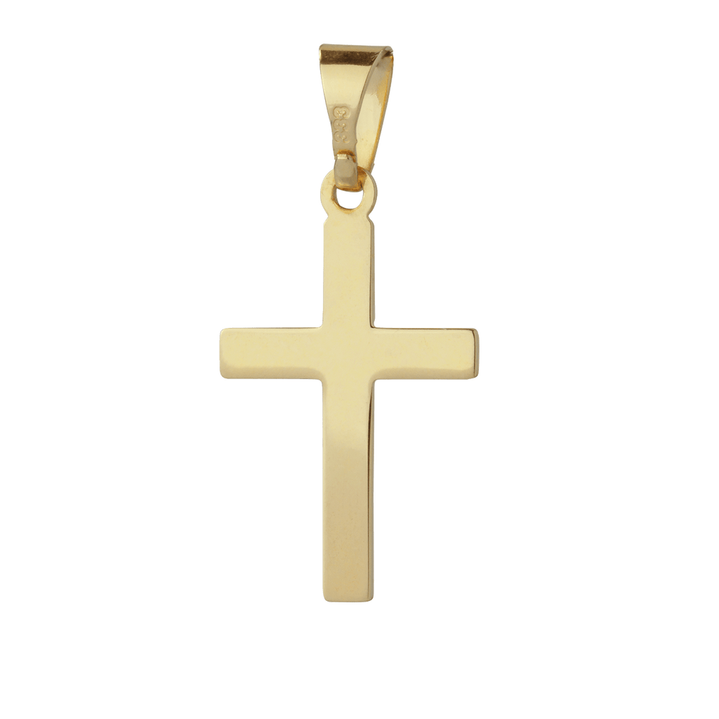 Basic Kreuz Anhänger 333 Gelbgold mit Jesus Christus weiß und Gravur