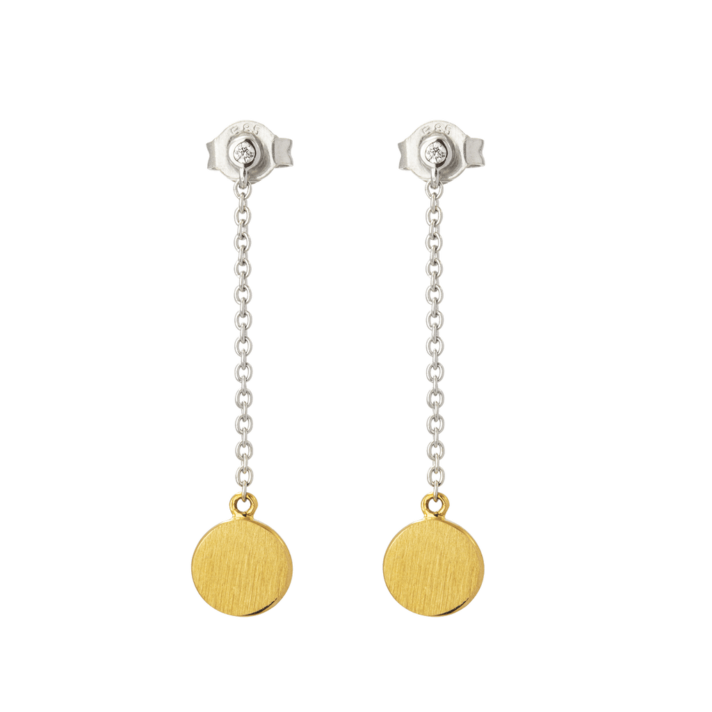 Ohrhänger mit Gelbgold Plättchen und Weißgold Zargenfassung mit Brillant 0,02 ct.