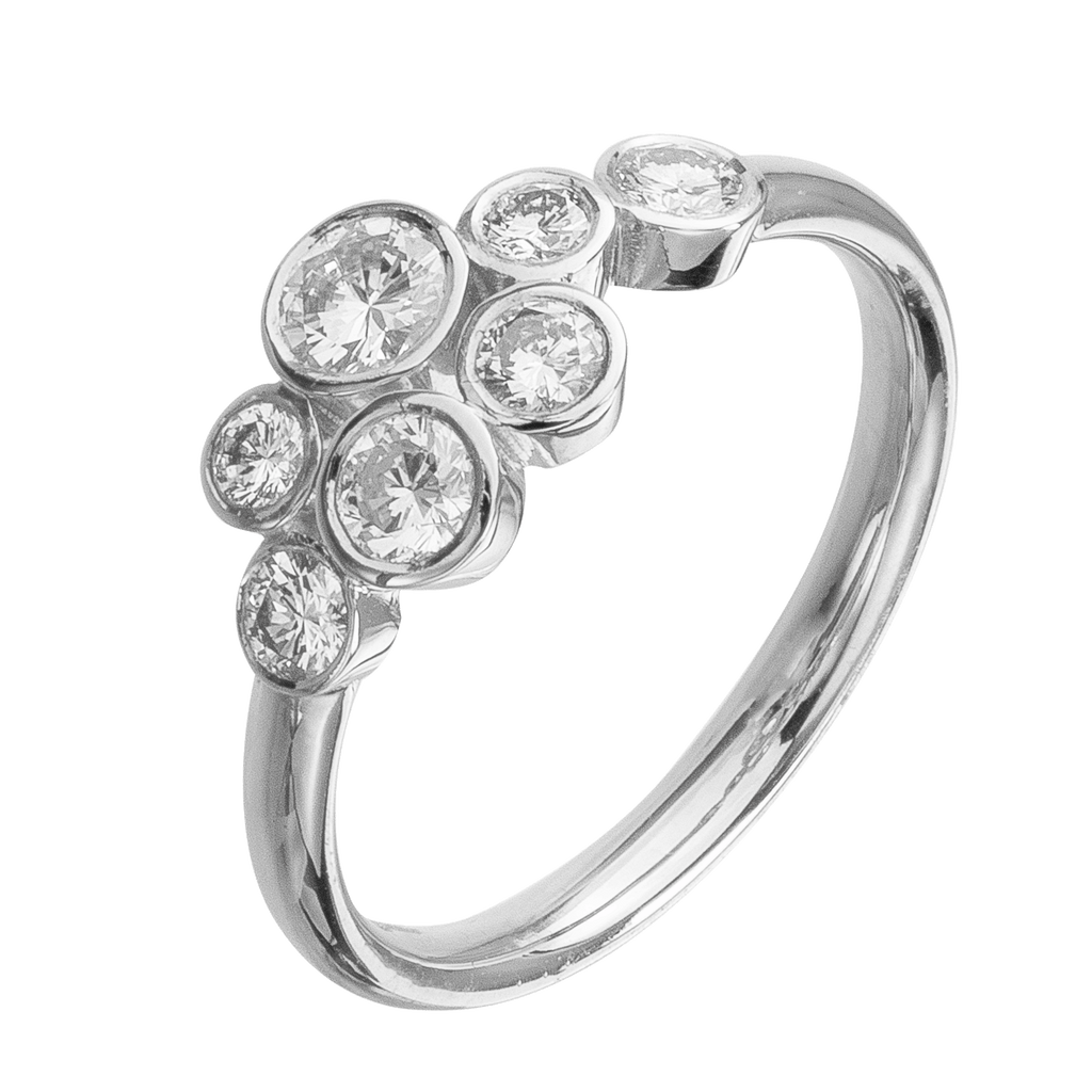 750 Weißgold Damenring mit 7 Brillanten 0,64 ct.