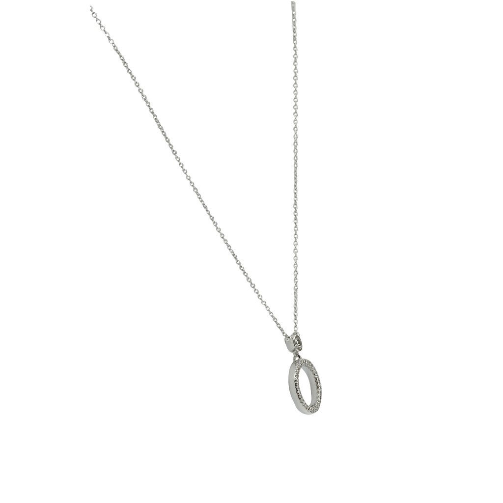 Collier 585 Weißgold mit rundem Anhänger und Brillant in Zargenfassung