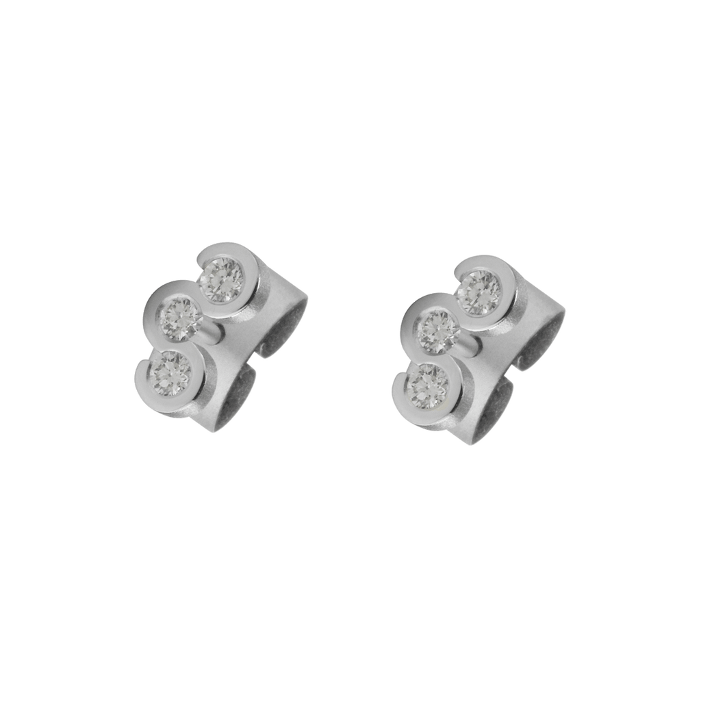 Niessing N384963 Ohrstecker Wave aus Platin 950 mit jeweils drei Diamanten