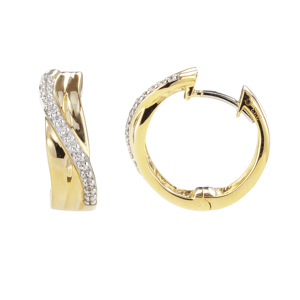 Gelbgold 333 Creolen verziert mit 32 Zirkonia