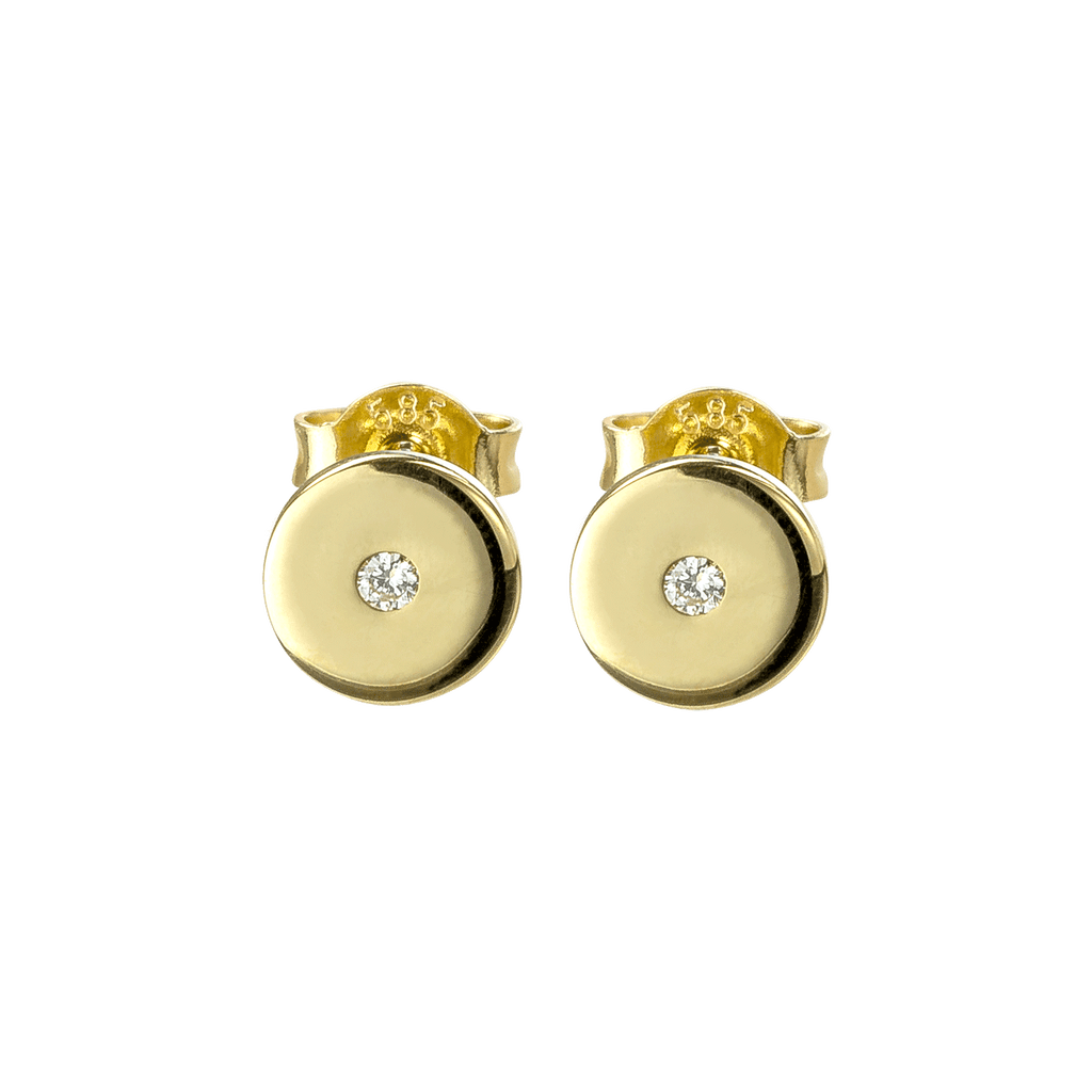 runde Ohrstecker aus 585 Gelbgold mit jeweils 1 Diamanten 0,03 ct
